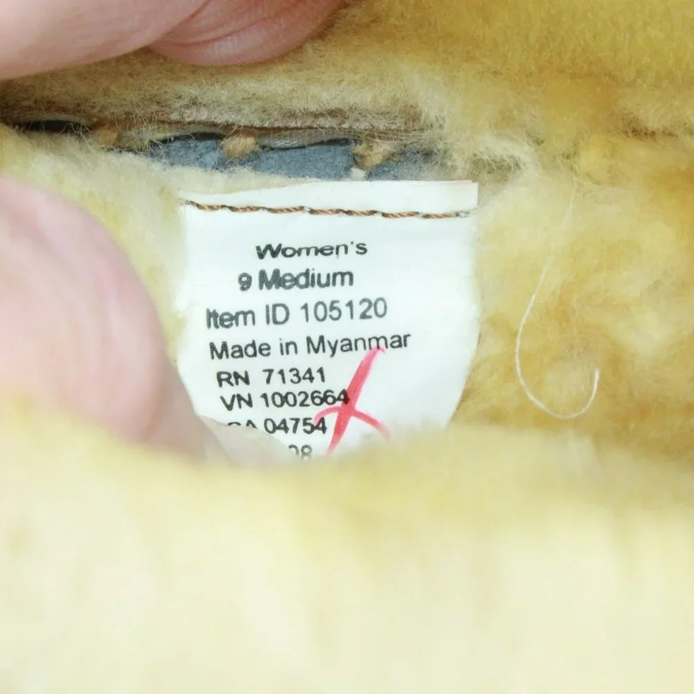 LL Bean Brown Suede Wicked Good Shearling Lined Slipper Ankle Boots Size 9 M - Picture 8 of 10